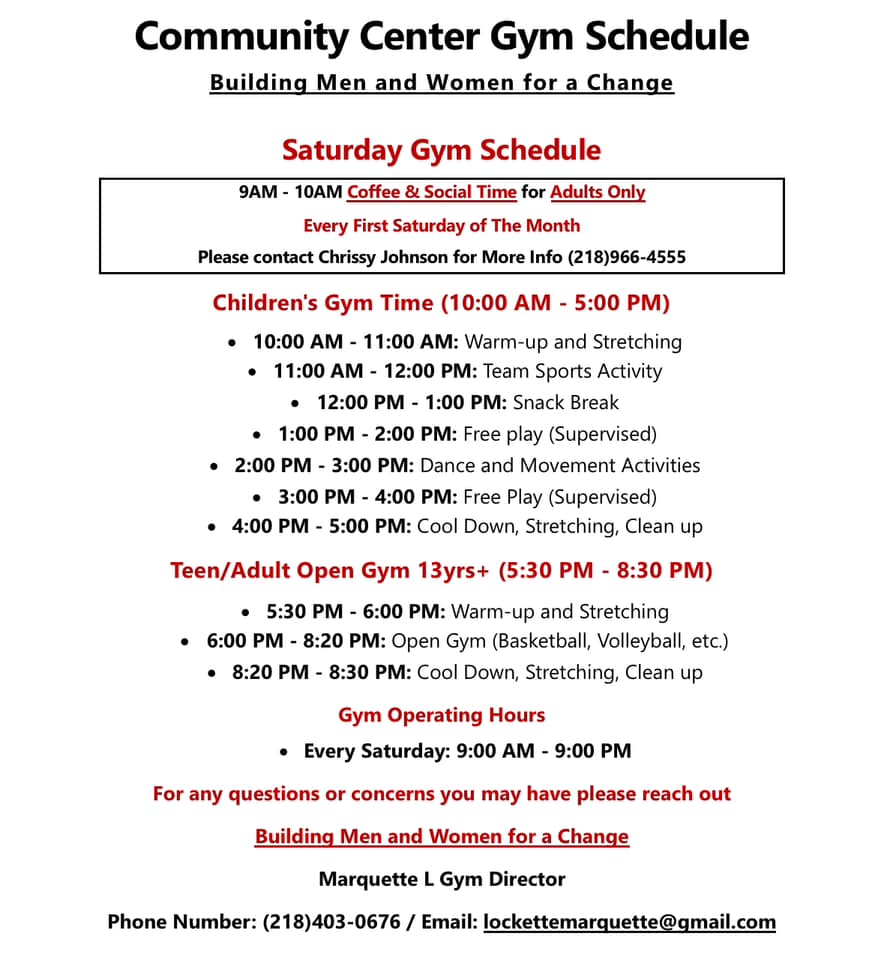 Community Center Gym Schedule