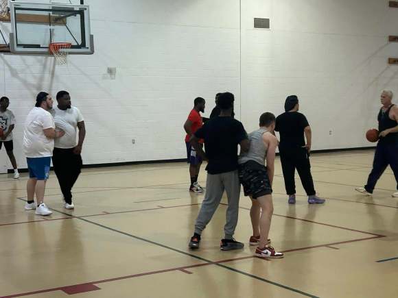 People playing basketball