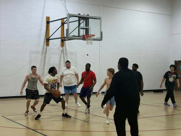 People playing basketball